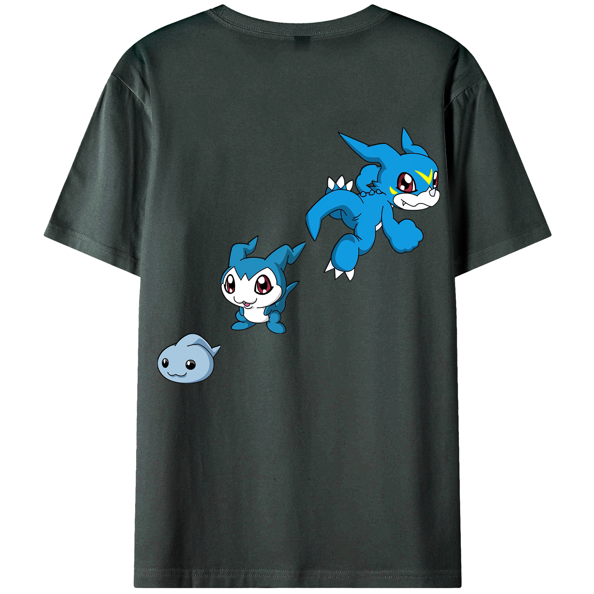 （画像用） Digimon デジタルモンスター/デジモン 綿100％ メンズ半袖Tシャツ（バックプリント） 通気性